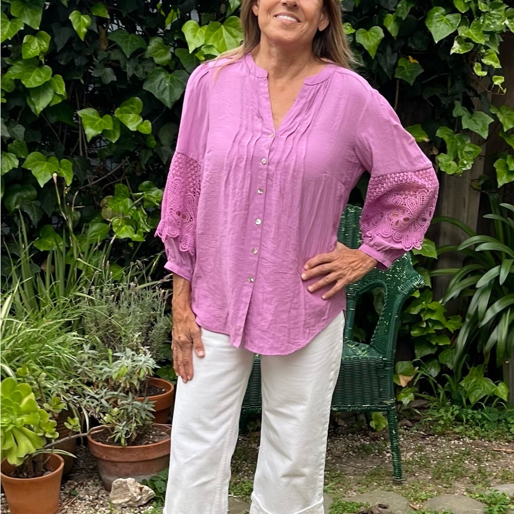 Fig and flower peasant blouse purple size (S).